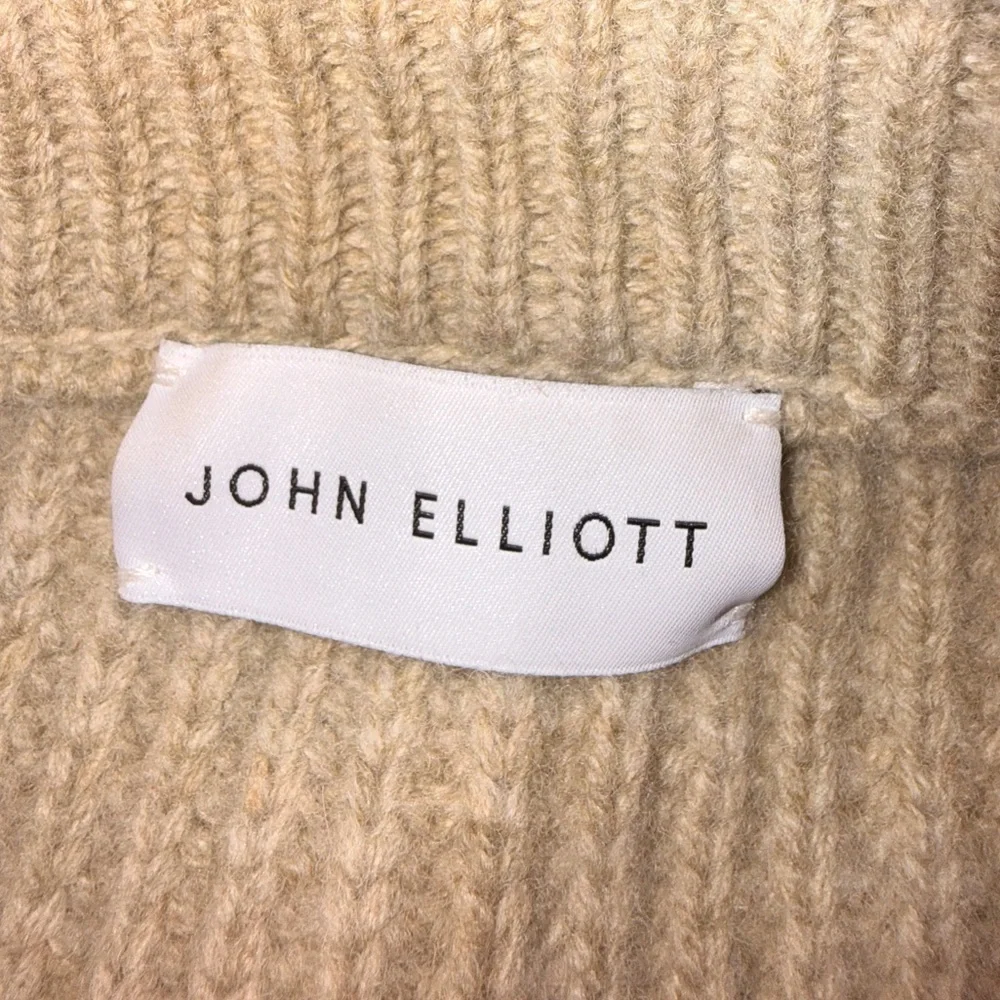 John Elliott Long Sleeve Pullover Sweater - Beige - Ribbed - Sample
